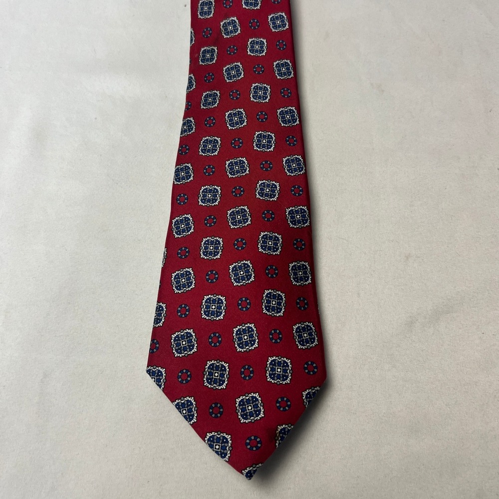 Christian Dior Monsieur Red Pattern Silk Necktie Made‎ in USA Classic Office